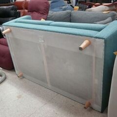 2人掛けソファ ファブリック 幅128cm クッション1個付き 布 ブルーorグリーン系 2Pソファ☆ 札幌市 北区 屯田 の画像