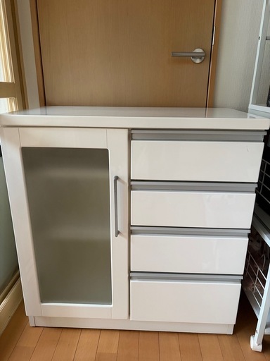 ニトリ サイドボード 食器棚 (ゆき) 森林公園の収納家具《カラー