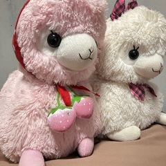 アルパカのぬいぐるみ大サイズ・ピンク＆白セット☆の画像