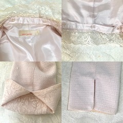 GRAY MAGIC ラメ入りピンク系レースリボン付きテーラードジャケット　レースリボン取り外し可能: セレモニー:フォーマルの画像