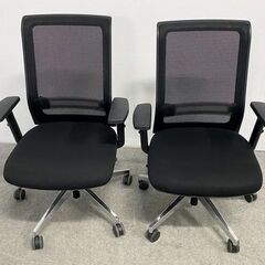 コクヨ/KOKUYO エントリー2 2脚セット チェアー 背ブラック・座ブラック 樹脂脚 ナイロンキャスター 中古家具 店頭引取歓迎 ■R10318の画像