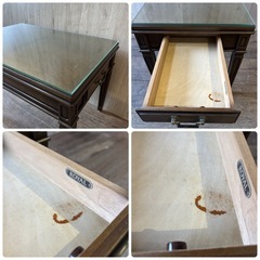 MARUNI ロイヤル 家具 地中海シリーズ サイドテーブル 引き出し付き コーヒーテーブル マルニ木工 ガラステーブルの画像