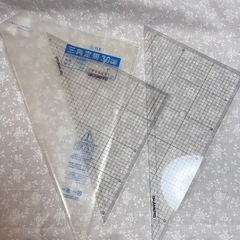 方眼三角定規　30cm ２枚セット　メタクリル樹脂製　OKAMOTOの画像