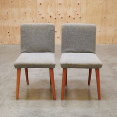 ≪zyt2663ジ限≫ [2脚セット] ダイニングチェア　布張りグレー　　シンプル/おしゃれ/北欧/カフェ/中古家具/リユースストレージ仙台 071212-06の画像