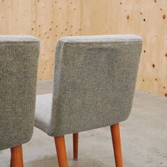 ≪zyt2663ジ限≫ [2脚セット] ダイニングチェア　布張りグレー　　シンプル/おしゃれ/北欧/カフェ/中古家具/リユースストレージ仙台 071212-06の画像