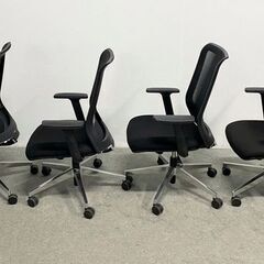 コクヨ/KOKUYO エントリー2 4脚セット チェアー 背ブラック・座ブラック 樹脂脚 ナイロンキャスター 中古家具 店頭引取歓迎 ■R10319の画像