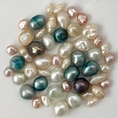 淡水パールまとめ売り50粒　両穴　アソート　ハンドメイド素材バロックパール 真珠の画像