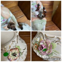 【愛品倶楽部柏】プラウエ磁器工場　大型の飾り壷　人物装飾・花装飾・楽器装飾　ドイツ製の画像