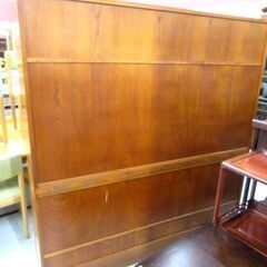 昭和レトロ 大型 茶箪笥 幅166.5×奥行43.5×高さ174cm ブラウン系 上下分割 リビングボード リビング収納 収納家具 古家具 苫小牧西店 の画像