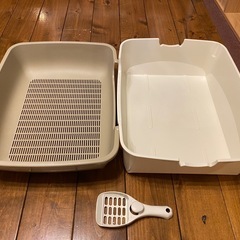 ニャンとも清潔トイレ 猫 トイレ 本体+猫砂4.5リットルセット ライトベージュ 猫用 システムトイレの画像