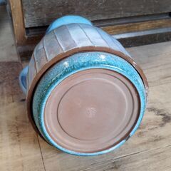 水色 陶器の花瓶 ピッチャー型 花器 フラワーベース　/TJ-2704 2Fの画像