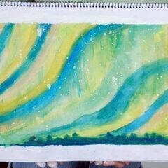 【アトリエべる大井町教室】冬期講習⛄グラデーションでオーロラを描いてみよう🎨の画像