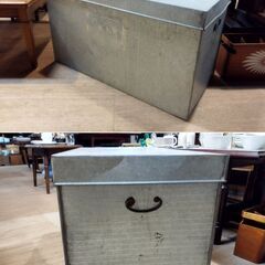 レトロ ブリキ缶 象のマーク入りトタンボックス 大型 収納箱　/TJ-2706 2Fの画像