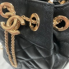 CHANEL シャネル ノベルティ 巾着ショルダーバッグ ブラック　⑦の画像