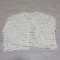 レース編み長袖カーディガン 青・白 2枚セットの画像