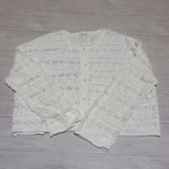 レース編み長袖カーディガン 青・白 2枚セットの画像