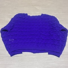 レース編み長袖カーディガン 青・白 2枚セットの画像