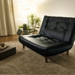 2人掛け革張りローソファ　の画像