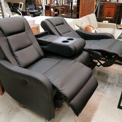 MODERN DECO / モダンデコ 3人掛けソファ 電動リクライニングソファ ドリンクホルダー付き ss002 ブラック【ユーズドユーズ名古屋天白店】JO12-45の画像