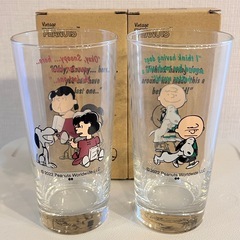 スヌーピー (SNOOPY) ヴィンテージ ピーナッツ グラス 2個セット (チャーリー・ブラウン & ルーシー)の画像