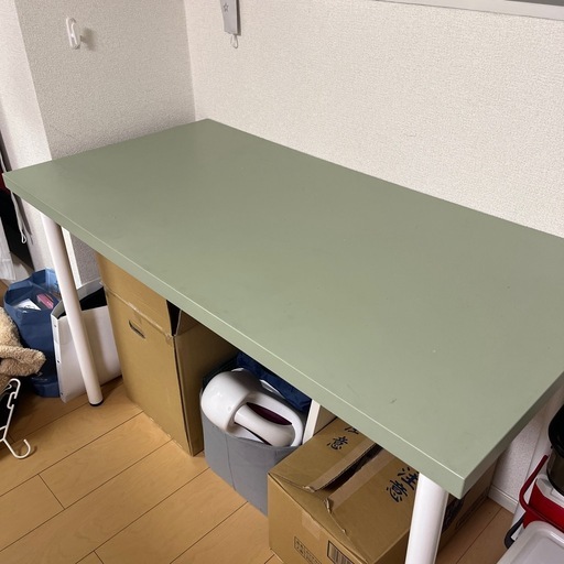 最後の値下げしました 月末削除予定 PCデスク 緑色 IKEA SMÅSTAD スモースタード デスク, ホワイト ライトグリーン/引き出し2段