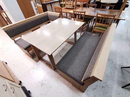 引取限定　シギヤマ家具 伸縮テーブル ダイニング 7点 セット家具 Ju144 ☆テーブル伸縮可能!!☆シギヤマ家具 ダイニングセット 3点セット