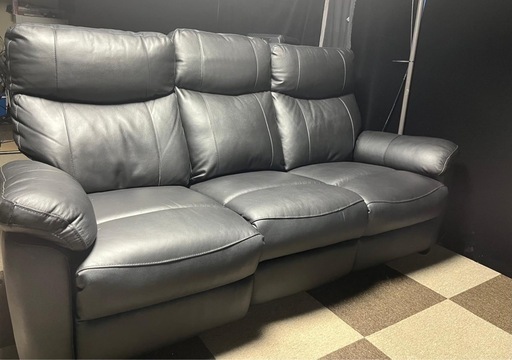 3人掛け電動リクライニングソファ テーブル付き 本革(一部合成皮革)タイプ (グラッゼ2 BK)