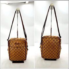 【❗️✨訳ありジャンク品✨❗️】GUCCI GGキャンバス ショルダーバッグ ブラウン系 ジャンク扱い ユニセックスの画像