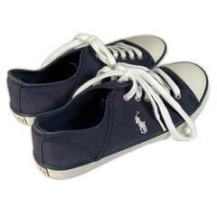 POLO RALPH LAUREN ポロ・ラルフローレン スニーカー キャンバス ネイビー レディース 24【古着】【中古】の画像