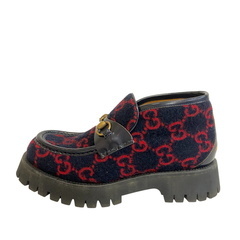 グッチ GUCCI 26.5 ローファー ビー刺繍 ホースビット 598315 ネイビーの画像