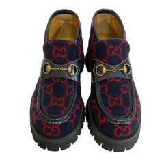 グッチ GUCCI 26.5 ローファー ビー刺繍 ホースビット 598315 ネイビーの画像