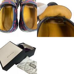 グッチ GUCCI 26.5 ローファー ビー刺繍 ホースビット 598315 ネイビーの画像