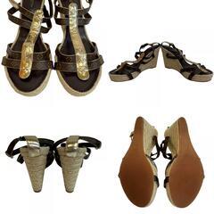 ルイヴィトン LOUIS VUITTON 25 サンダル モノグラム ウェッジソール ミュール ブラウンの画像