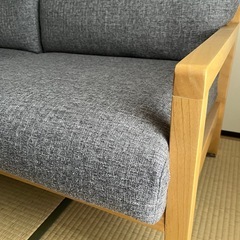 Life デニム生地 二人掛けソファ グレーの画像