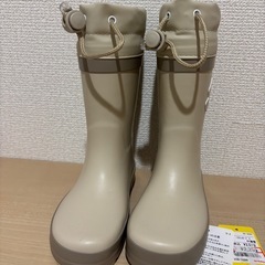 【新品•未使用】ミッキー ドナルド レインブーツ 17センチ　ベージュ　長靴の画像