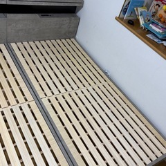 シングルベッド 2台 フレーム  モルタル調 コンセント2口 照明付きの画像