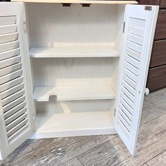 アンティーク調シャビーシック トイレ収納ラック ブロカントシリーズ 横幅45cm奥行17cm高さ60cm★買取帝国 志木店の画像