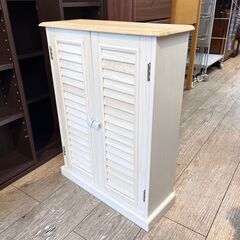 アンティーク調シャビーシック トイレ収納ラック ブロカントシリーズ 横幅45cm奥行17cm高さ60cm★買取帝国 志木店の画像