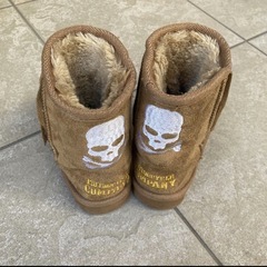 フリンジ付き　スカルデザイン　キャメル　ブーツ　16〜17cmの画像