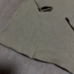 ユニクロ レディース L 薄手リブニット ベージュ 長袖の画像