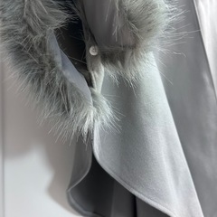 フェイクファー ポンチョ グレー モモンガコート 着物コートの画像