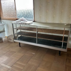 昭和レトロ 雑貨屋さんの古い木枠ガラスケース ショーケース レジカウンター 飾り棚店舗用品 展示棚 陳列棚 店舗什器 の画像