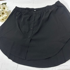 フェイクレイヤード 重ね着風 体型カバー 付け裾 おしゃ れ ブラック Lの画像