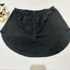 フェイクレイヤード 重ね着風 体型カバー 付け裾 おしゃ れ ブラック Lの画像