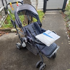 KATOJI ネイビー 折りたたみ　ベビーカー　2人でゴーの画像