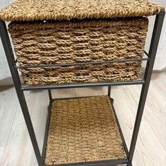 ナチュラル　コマ付き　収納ワゴンの画像