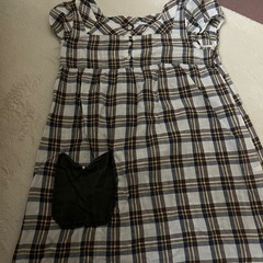 エプロン　保育士　S M L ネイビー　ブルー　チェック　ボーダー　2枚の画像