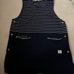 エプロン　保育士　S M L ネイビー　ブルー　チェック　ボーダー　2枚の画像