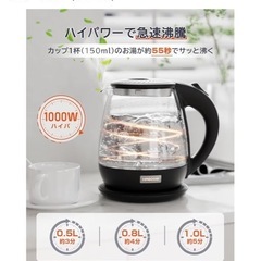 【取引中】HAGOOGI 電気ケトル ガラスの画像