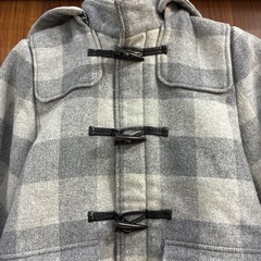 【BeBe】グレー系チェック ダッフル コート 男女 かわいい 130cmの画像